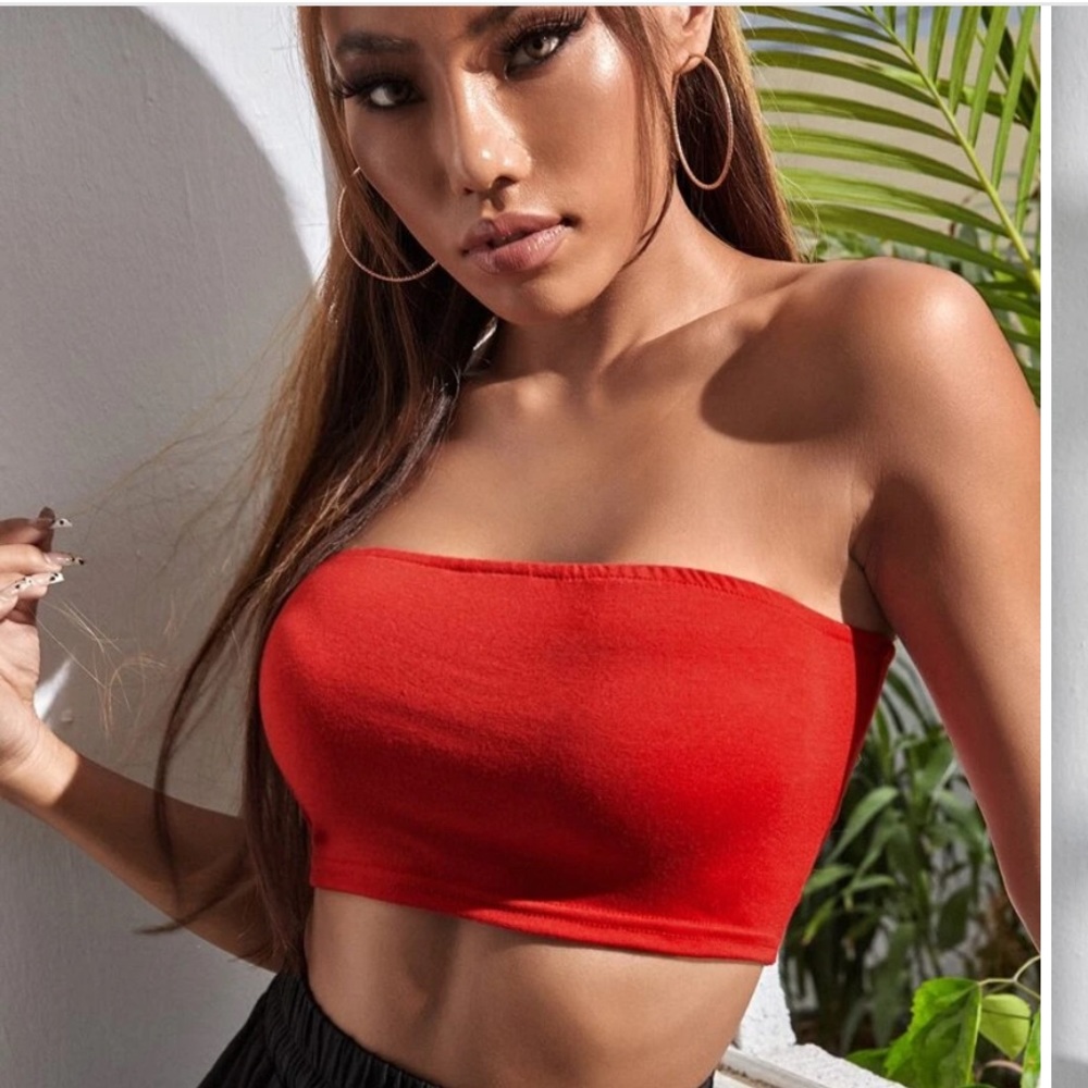 Solid red tube top